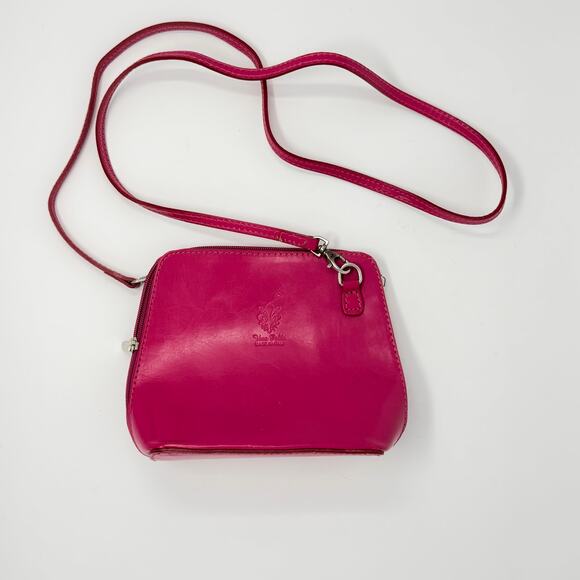 Vera Pelle Handbags - Vera Pelle Crossbody Handbag‎ Italian Leather Hot Pink Italy Minimalist Purse